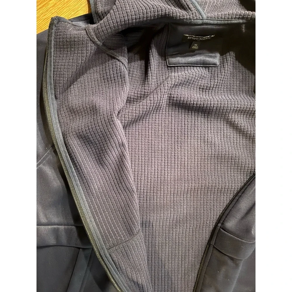 Banana‎ Republic Men's Full Zip Hoodie Long Sleeve Navy Size XL, Waffle Interior